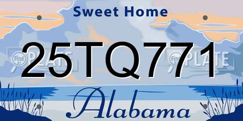 25TQ771 Alabama License Plate
