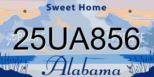 25UA856 Alabama License Plate