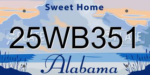 25WB351 Alabama License Plate