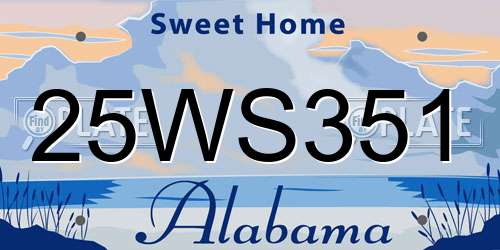 25WS351 Alabama License Plate