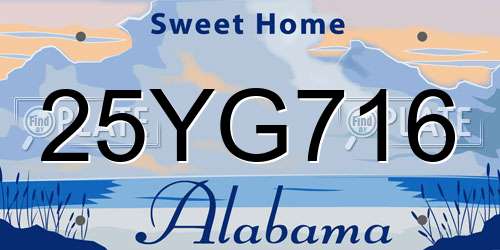 25YG716 Alabama License Plate