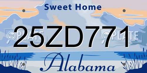 25ZD771 Alabama License Plate