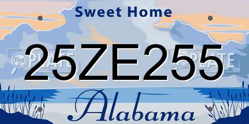 25ZE255 Alabama License Plate