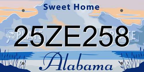 25ZE258 Alabama License Plate