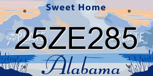 25ZE285 Alabama License Plate
