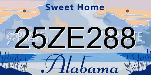 25ZE288 Alabama License Plate