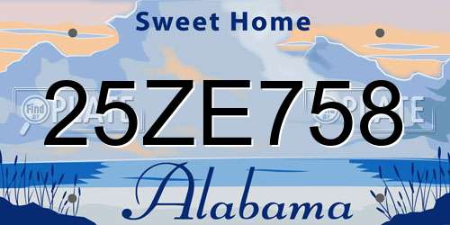 25ZE758 Alabama License Plate