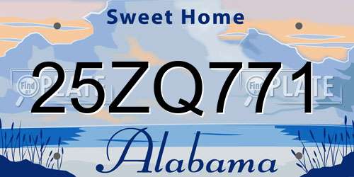 25ZQ771 Alabama License Plate
