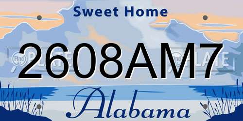 2608AM7 Alabama License Plate
