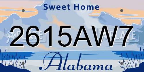 2615AW7 Alabama License Plate