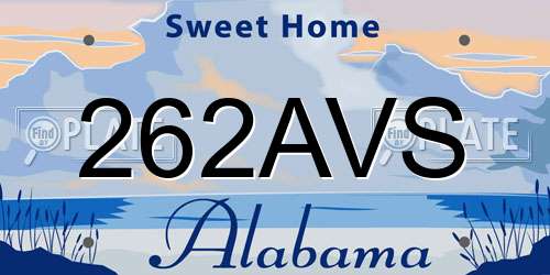 262AVS Alabama License Plate