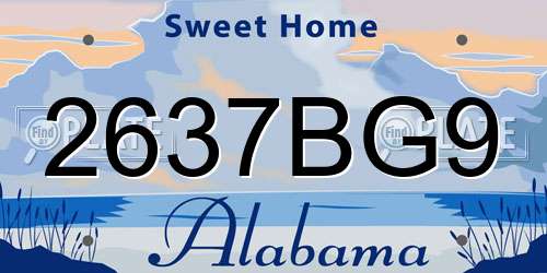 2637BG9 Alabama License Plate