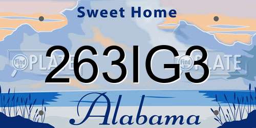 263IG3 Alabama License Plate