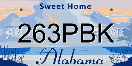 263PBK Alabama License Plate