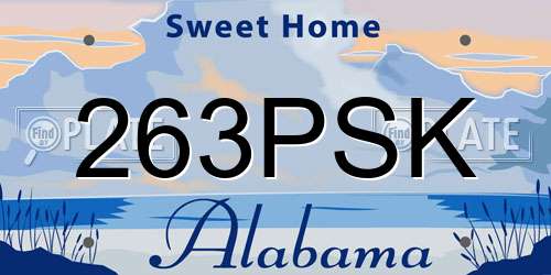 263PSK Alabama License Plate