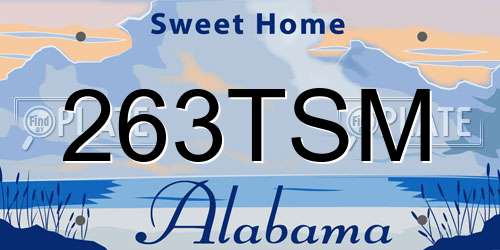263TSM Alabama License Plate