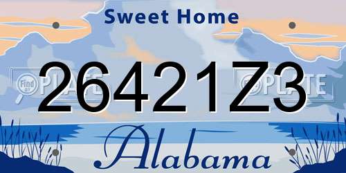 26421Z3 Alabama License Plate
