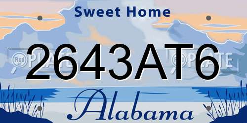 2643AT6 Alabama License Plate