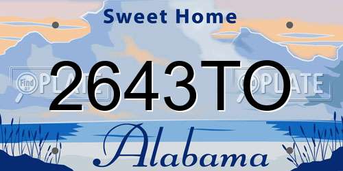 2643TO Alabama License Plate