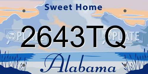 2643TQ Alabama License Plate