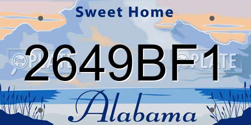 2649BF1 Alabama License Plate