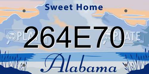 264E70 Alabama License Plate