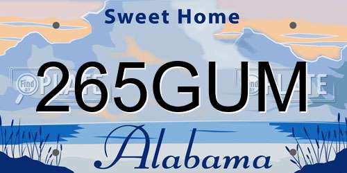 265GUM Alabama License Plate