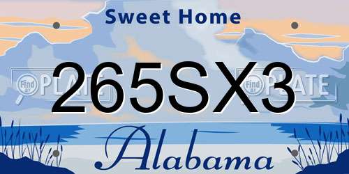265SX3 Alabama License Plate