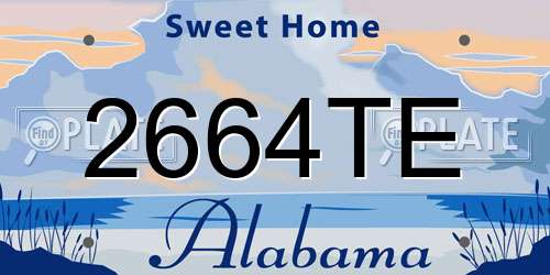 2664TE Alabama License Plate