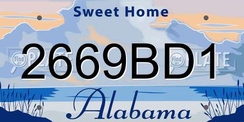2669BD1 Alabama License Plate