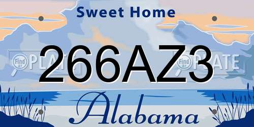 266AZ3 Alabama License Plate