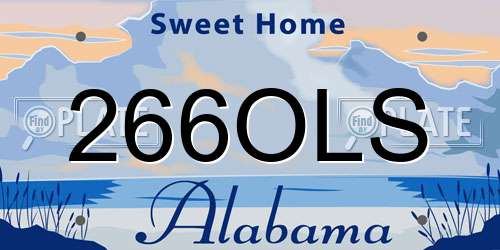 266OLS Alabama License Plate