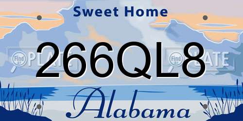 266QL8 Alabama License Plate