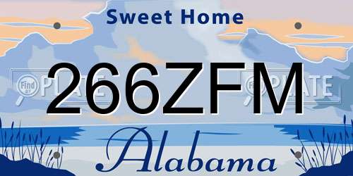 266ZFM Alabama License Plate