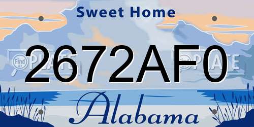 2672AF0 Alabama License Plate