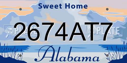 2674AT7 Alabama License Plate