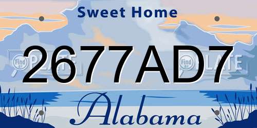 2677AD7 Alabama License Plate
