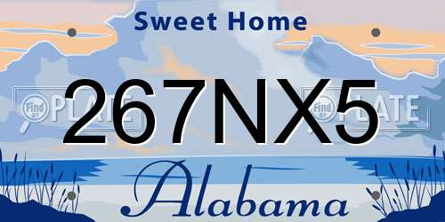 267NX5 Alabama License Plate