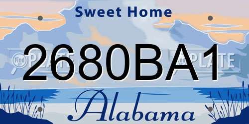 2680BA1 Alabama License Plate