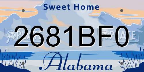2681BF0 Alabama License Plate
