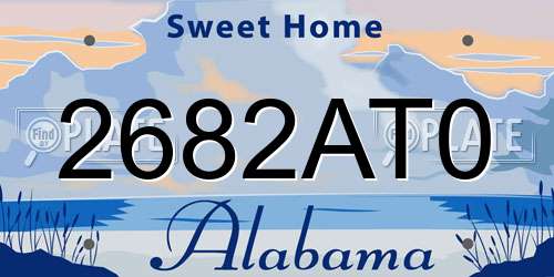 2682AT0 Alabama License Plate