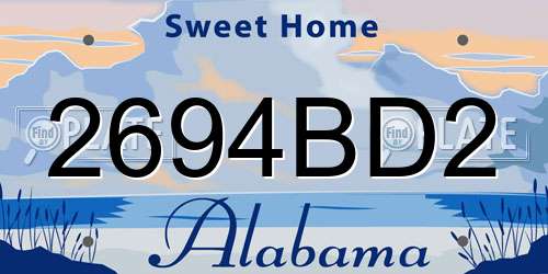 2694BD2 Alabama License Plate