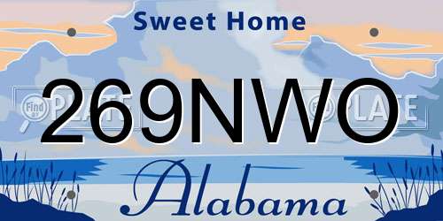 269NWO Alabama License Plate