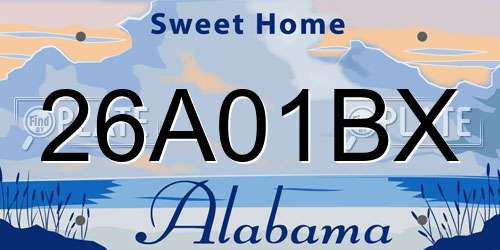 26A01BX Alabama License Plate