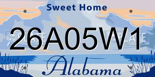 26A05W1 Alabama License Plate