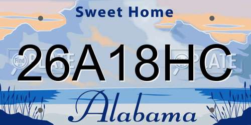 26A18HC Alabama License Plate
