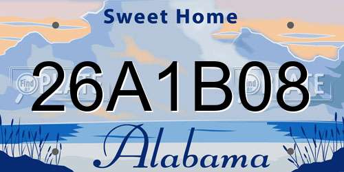 26A1B08 Alabama License Plate