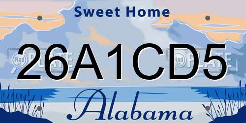26A1CD5 Alabama License Plate