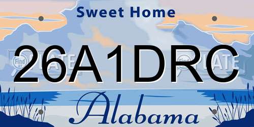 26A1DRC Alabama License Plate