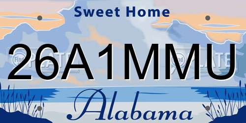 26A1MMU Alabama License Plate